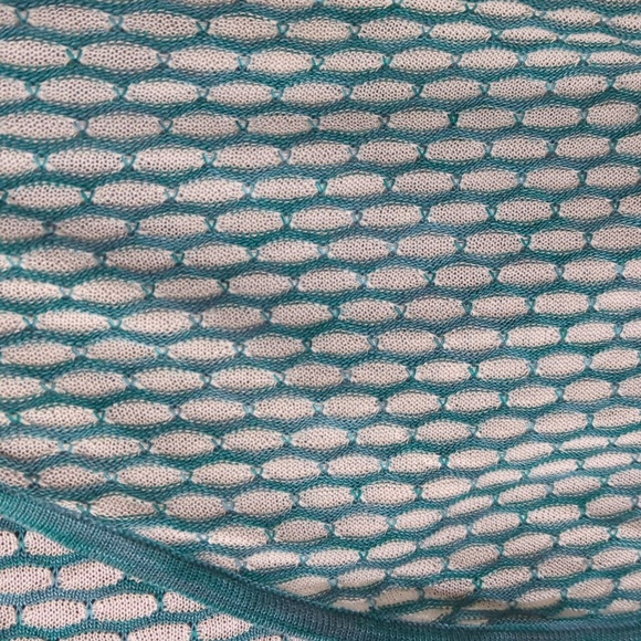 Catherines Teal and White Patterned Sweater Wrap - Picture 2 of 4